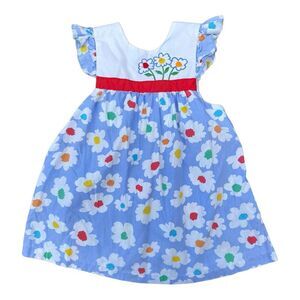 Vintage Little Bitty‎ Toddler Girls Dress Flower Embroidery Beautiful Color 3t